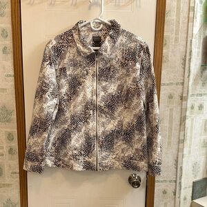 Chico's Monochrome Patterned Bomber Jacket